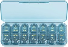 Weekly Pill Organizer 2 Times a Day, 7-Day AM PM Medicine Case, Travel-Friendly