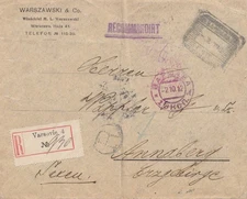 Russia: 1912: Registered Cover Warsaw to Annaberg