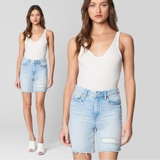 Blank NYC High Rise Jean Shorts Size 31 Cutoffs Distressed Light Wash Denim NWT