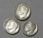 Lot of 3 - 1964-D  ROOSEVELT Dimes - 90% Silver No reserve