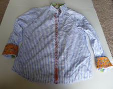 ROBERT GRAHAM Men's Flip Cuff Button Down XL Blue  White