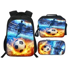 Soccer Backpack Set for Boys Girls 3PCS Sports Balls School Bag with Lunch Bo...