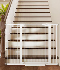 Cumbor 36" Extra Tall Baby Gate for Stairs, 30-48" Dog Gate Indoor White