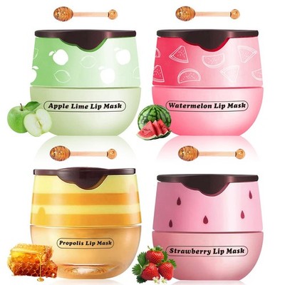 Bee Lip Balm Honey Pot, 4pcs Propolis Lip Mask Overnight Moisturizing Fruity ...