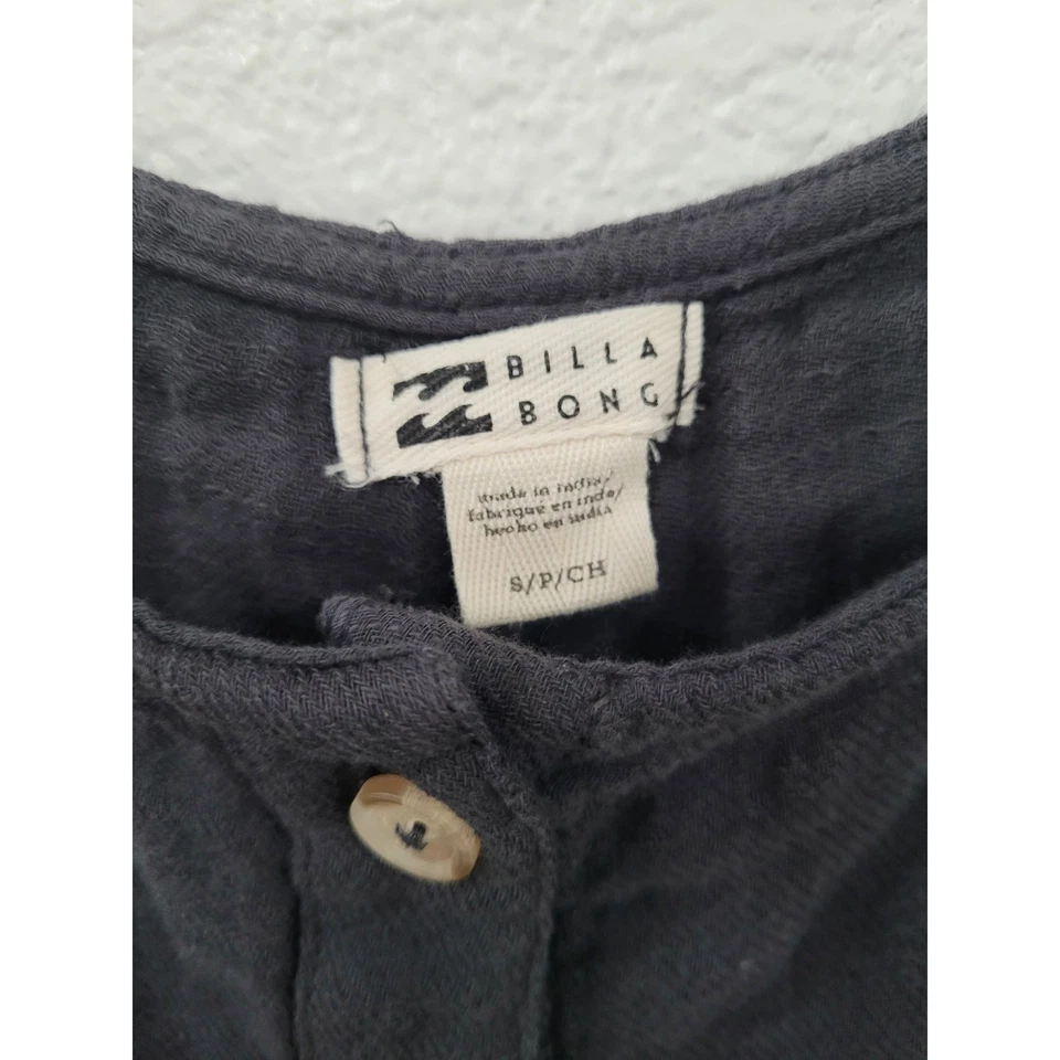 Mono Billabong Gris Carbón Mezcla de Lino Botón Frontal S Para Mujer #7 Foto 4 de 4