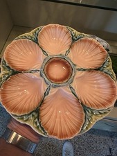 1 FRENCH Majolica OYSTER PLATE Scallop Shells SARREGUEMINES France 2209