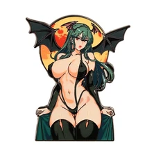 Rare Darkstalkers Vampire Morrigan Aensland Backpack hat Enamel Metal Pin Badge