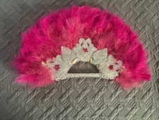 African Pink Feather Fan Ladies Wedding Feather Fan For Bride - Double Side