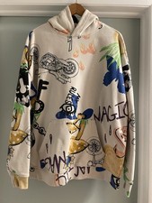 No Boundaries Oversized Fit Unisex Light Birch Doodle Hoodie Size M 38-40 