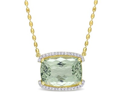 16.60 Carat (ctw) Green Quartz Pendant Yellow Plated Sterling Silver