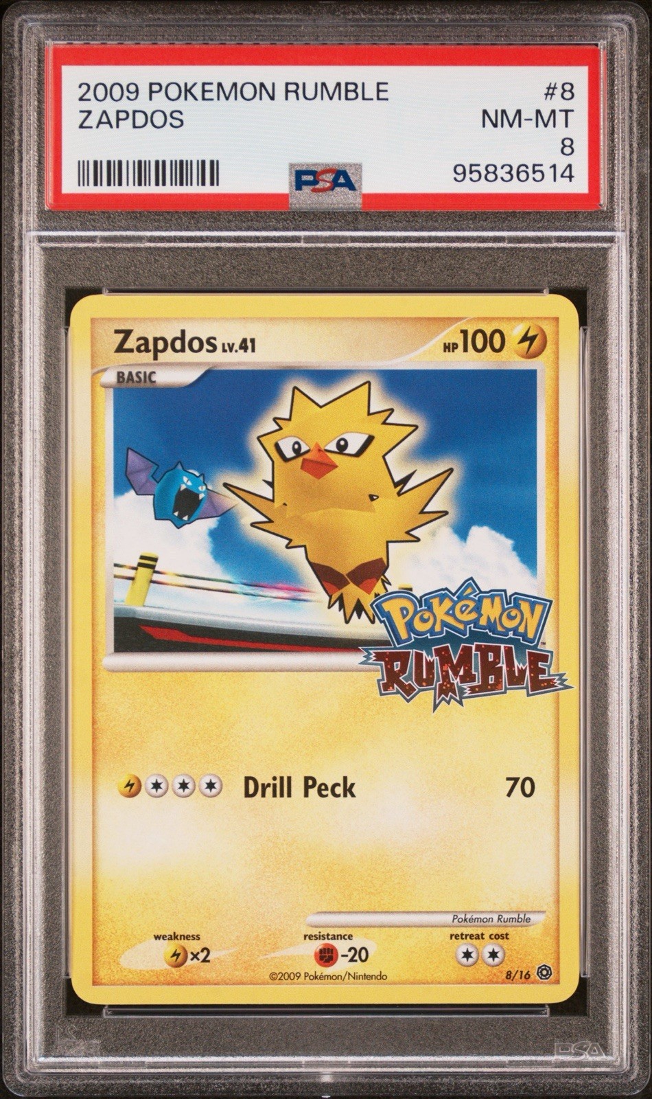 2009 Pokemon Zapdos Rumble 8/16 PSA 8