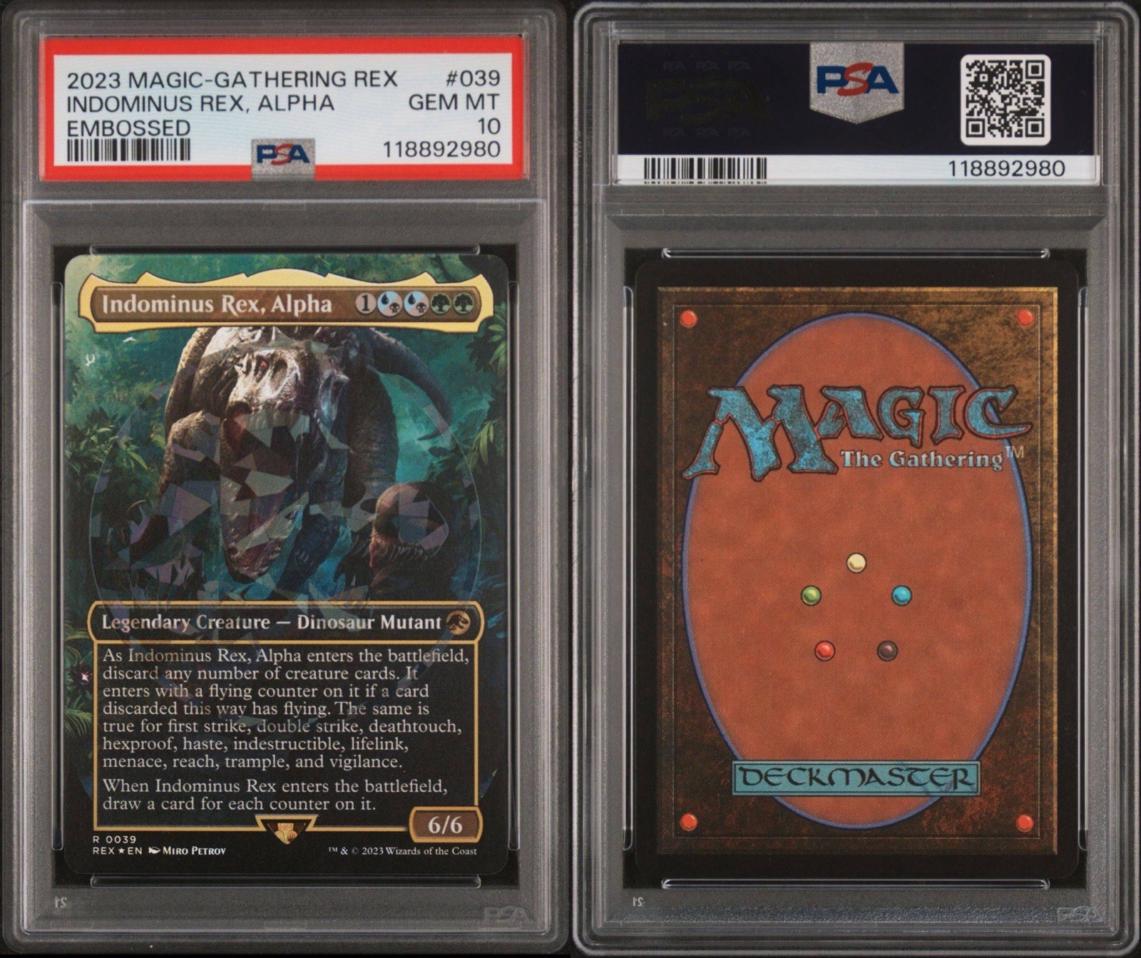 MTG Magic the Gathering Jurassic World Indominus Rex, Alpha Emblem PSA 10