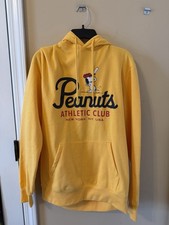 DIVIDED Peanuts Snoopy Yellow Graphic Pullover Hoodie Women's Size S Fleece