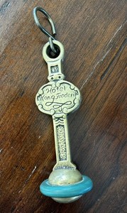 Hotel Kong Frederik Vintage Brass Key Fob Copenhagen Denmark Large Heavy Unique
