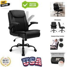 Office Desk Computer Chair Ergonomic Executive Mid-Back Leather Gaming Chair ...