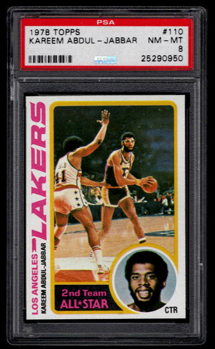 KAREEM ABDUL-JABBAR 1978 TOPPS BASKETBALL CARD #110 PSA GRADED 8 NM-MT HOF