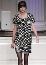 Oscar de la Renta Pre-Fall 2012 Tweed Dress Black White Silk Size 6 #5