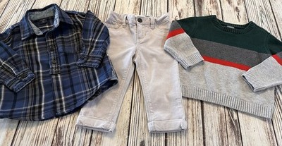 Boys Bundle 12-18 Months 2 Shirts 1 Corduroy Pants Holiday Outfits Gap Old Navy