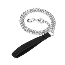 Metal Chain Heavy Duty Dog Leash, Chew Proof Dog Leash with Soft Handle for L...