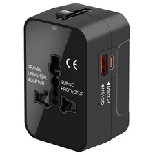 Universal Travel Adapter Worldwide, GaN Fast Charging with PD 3.0 USB-& USB-A...