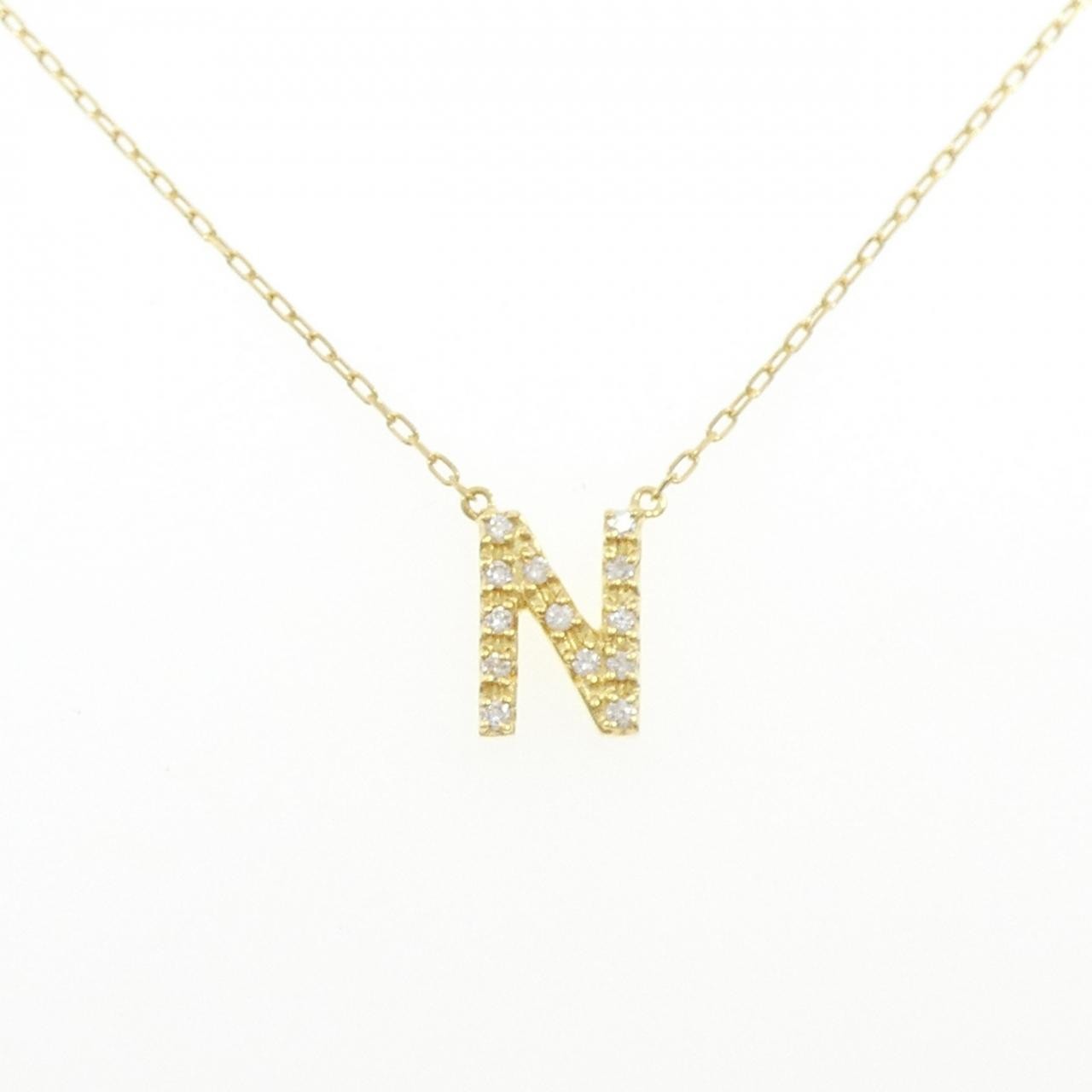 Authentic K18YG Initial N Diamond Necklace 0.12CT #230-000-489-8879