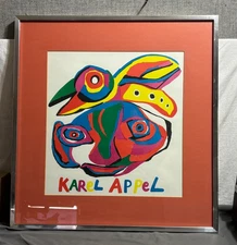 23x24 KAREL APPEL (1921-2006) Serigraph art FACE IMAGES Park West Galleries COA