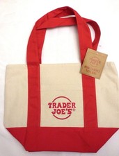 Trader Joe's Mini Canvas Tote Bag RED Brand new with tags  