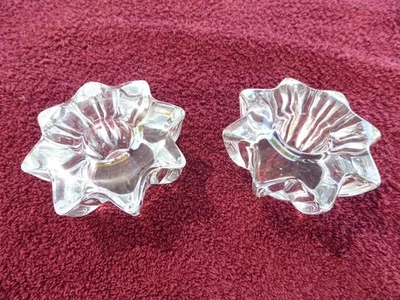 Paire de bougeoirs en verre forme étoile, vintage - Photo 1/4