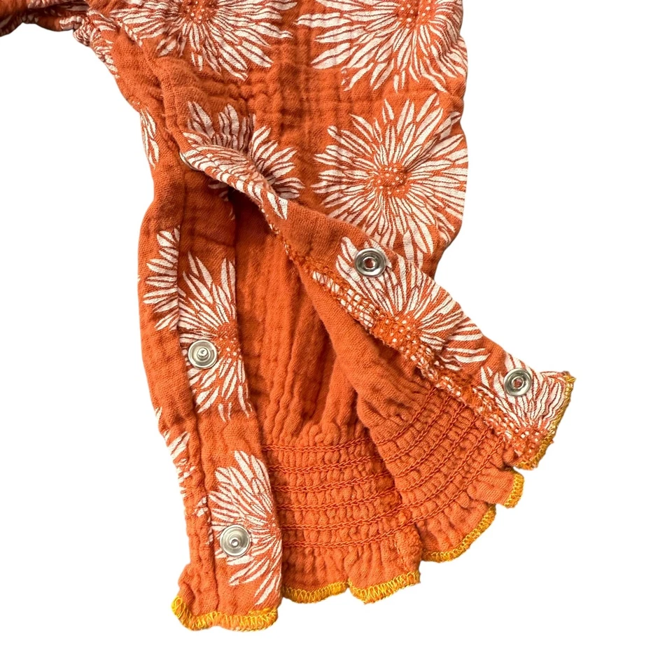 Mameluco Floral Mud Pie Otoño Volantes Manga Larga Boho Óxido Naranja Bebé Niña 9-12m Foto 3 de 4