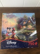 CEACO Thomas Kinkade 750-Piece Puzzle "Mickey/Minnie Sweetheart Cove" Open Box