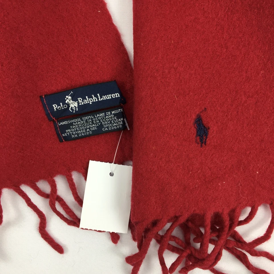 Bufanda de Lana Polo Ralph Lauren Vintage Clásica Flecos Navidad Invierno Bufandas Foto 4 de 4