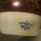 2 Qt Two-Tone Brown & Beige Ceramic Art Pottery Jug Pitcher w/ Handle Crown — photo 3