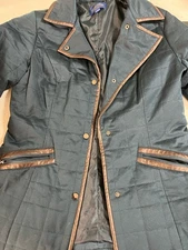 Pendleton Quilted Leather Trim Barn Riding Jacket Coat Blue Women M