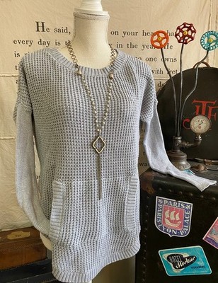 Vince Camuto Grey XXS Knit Waffle Texture Pull-Over Sweater New Spring