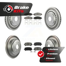 Front Rear Coated Disc Brake Rotor Semi-Metallic Pad Kit For 2014-2016 Acura MDX