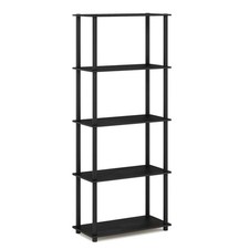 Furinno TURN-N-TUBE Engineered Wood 5-Tier Shelf Display Rack in Americano/Black