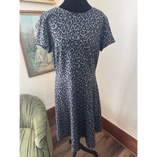 LOFT Gray Black Leopard Print Dress Women’s Size 10 Animal Print Dress
