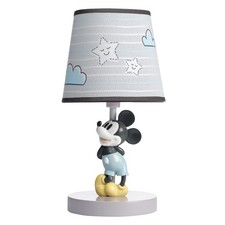 Lambs Ivy Disney Baby Moonlight Mickey Mouse Lamp with Shade Bulb - Gray