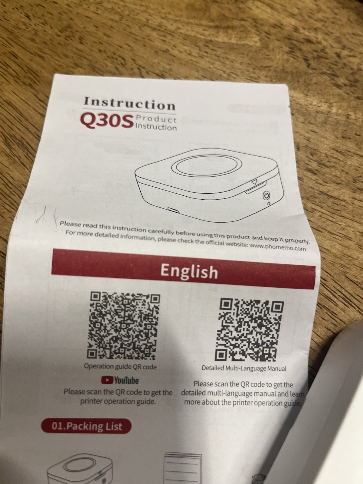 Phomemo Q30S Smart Mini Label Maker New White With Instructions Thermal