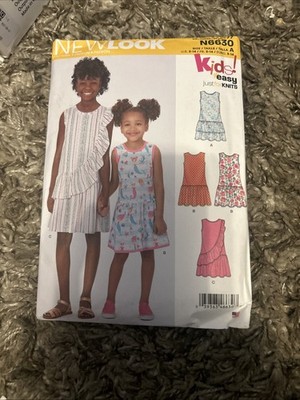New Look Pattern 6630 Girls Tank Top Dress-Just for Knits Sizes 3-14 Uncut