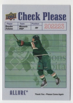 2022-23 Upper Deck Allure Check Please Brandon Duhaime Minnesota Wild #CP-4