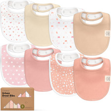 8pc Organic Baby Bibs - Soft Cotton Drooling Teething Bibs for Baby Girl Boy