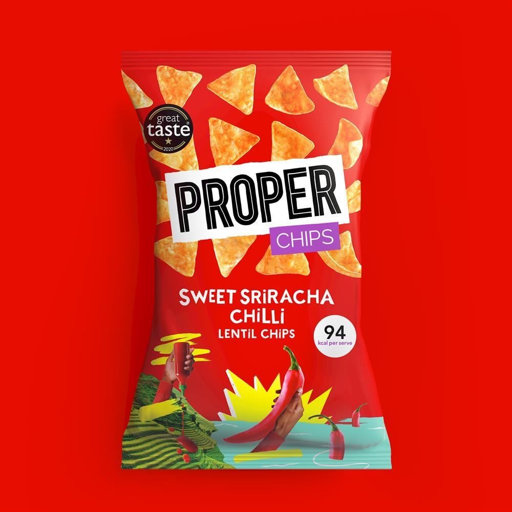 Properchips Sweet Sriracha Chilli Lentil Chips 85g - 8 Pack - Image 2