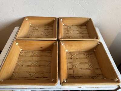 Quadratische Bambus handgewebte 6'' Knabberschalen x 4 authentisch & dekorativ (B)