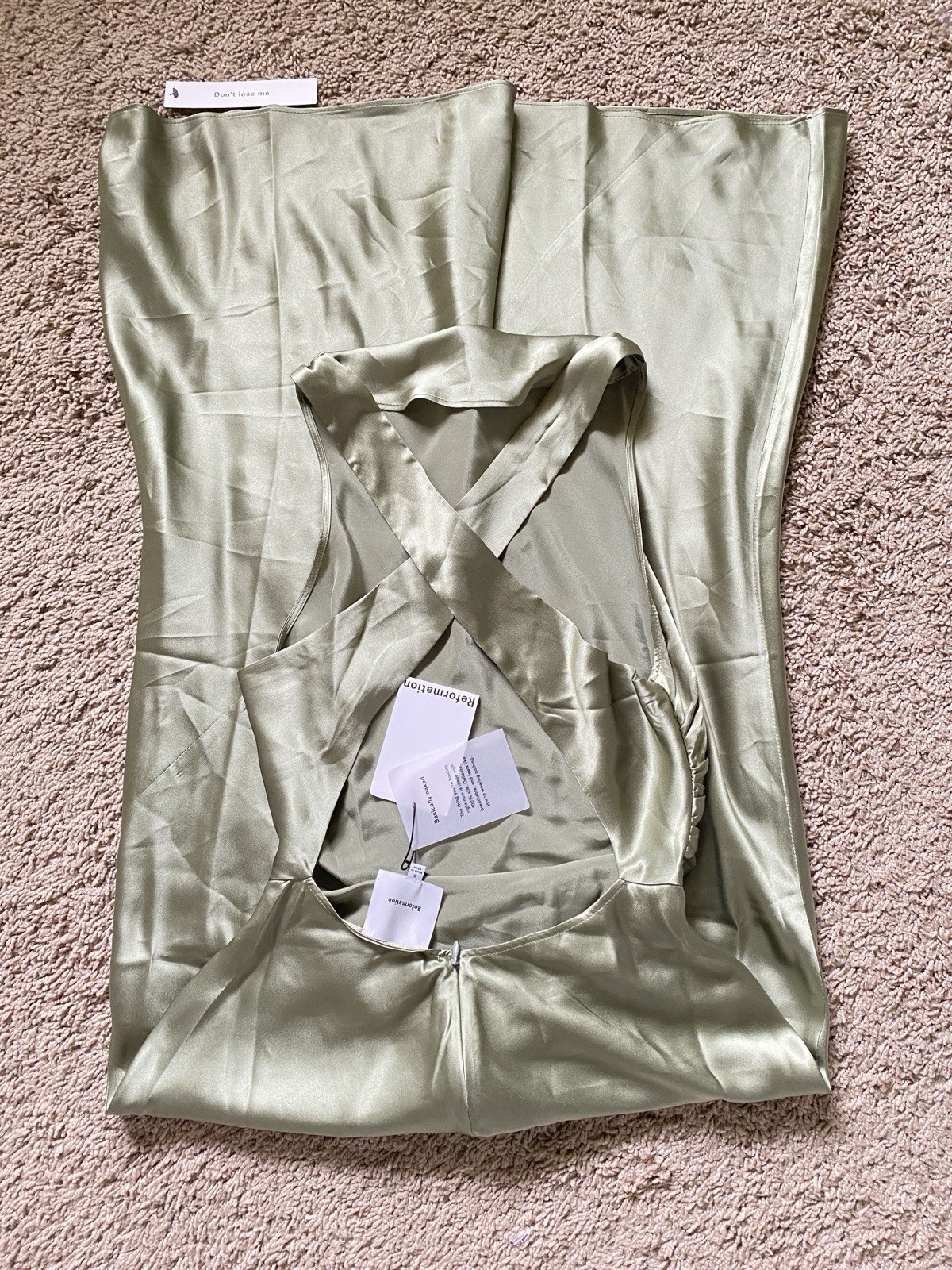 NWT Reformation Casette Silk Dress Sz6 Artichoke image 4