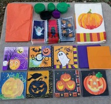HALLOWEEN Napkins Party Supplies HUGE LOT Tablecloth Streamers Craft Decoupage