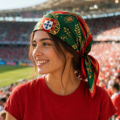 Custom Green Red Satin Bandana Square Neck Scarf Gift for Sports Fans