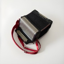 HOHNER Panther Button Accordion GCF Key Red Strap Upgrade with Original Case