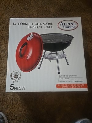 Alpine_Cuisine_Premium_14'' Charcoal_BBQ_Grill_Round_for_Outdoor _Cooking