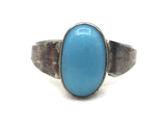 Da Uomo Misura 8 Argento Tibetano Vintage Ossidato Anello Lab-Created Turchese